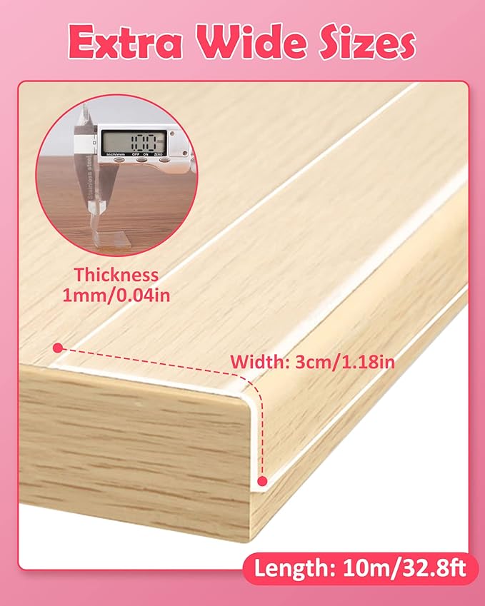 Baby Proofing, Clear Edge Protector Strip, Soft Corner Protectors for Kids, Baby Child Safety Corner Guards for Furniture Against Sharp Corners for Tables, Drawers, Sink, Wall 1.2in x 32.8ft
