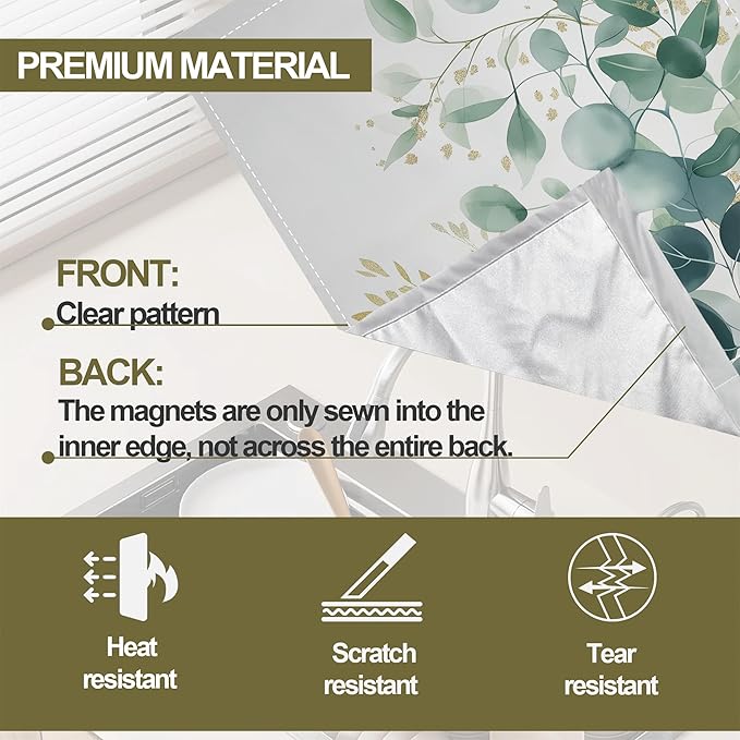 Magnetic Dishwasher Cover,Eucalyptus Greenery Reusable Dishwasher Magnetic Cover Gold Foil Decorative Door Covers Panel for Home Kitcen 23" x 26"