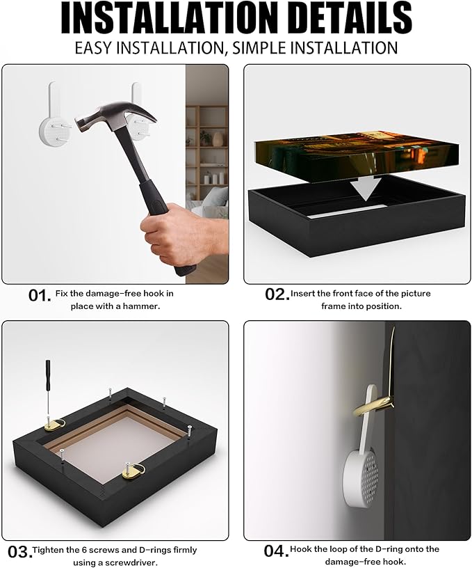 ART Canvas Floater Frame Fits 1”–1.25”Deep Gallery-Wrapped Canvas, Wood-Look Floater Frames for Finished Stretched Canvas Prints, Wall Oil Paintings Artwork for Home Bedroom (Back, 20" x 24")