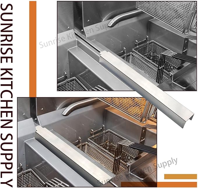 (Pack of 2) Sunrise Kitchen Supply Stainless Steel Heavy Duty 20 Gauge Deep Fryer Joining Strip/Connector (21 5/8"L x 2"W x 1 1/4"H)