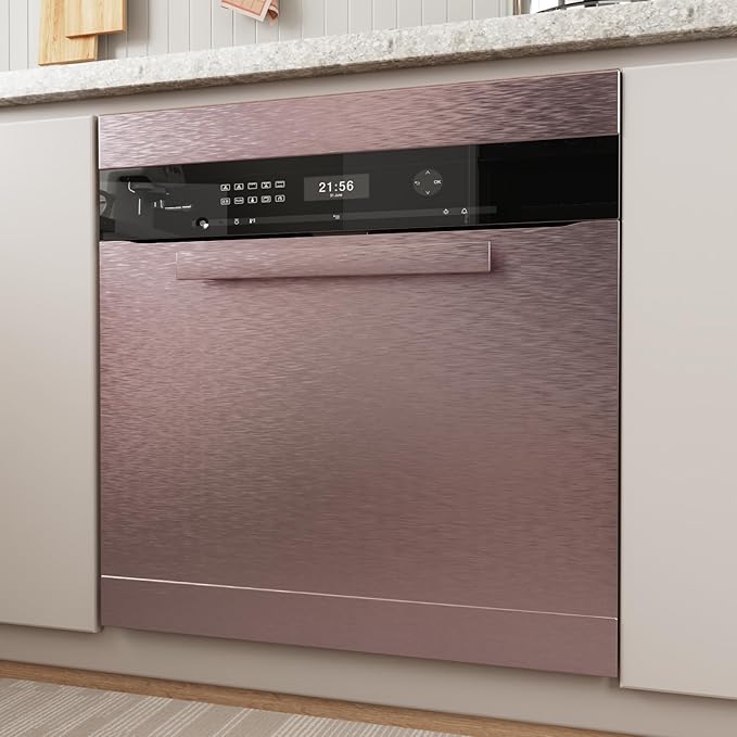 CRE8TIVE 12"x80" Rose Gold Stainless Steel Contact Paper for Kitchen Wallpaper Peel and Stick Brushed Metallic Wallpaper Heat Resistant Self Adhesive Metal Vinyl for Appliance Dishwasher Fridge Covers