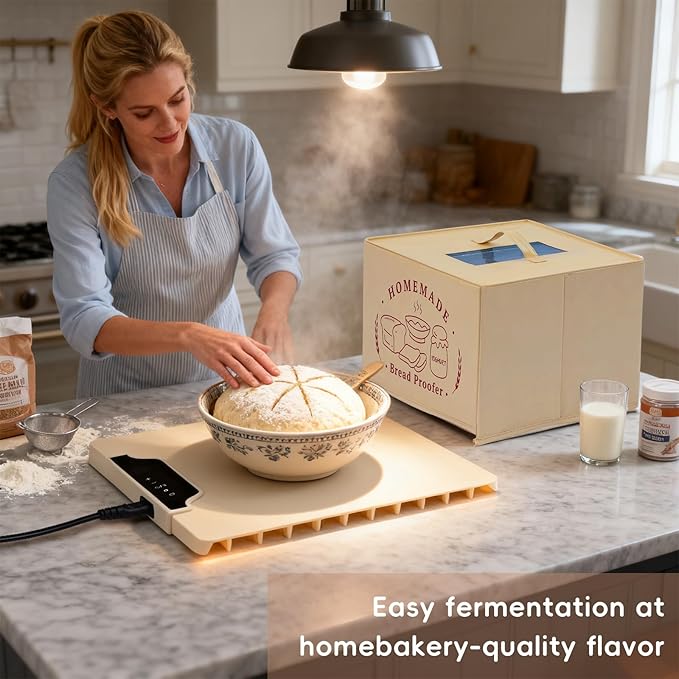 Bread Proofing Box with 85-210°F Temp Control & 12H Timer, Full-Surface Fast Heating Silicone Sourdough Warming Mat for Sourdough, Baking, Yogurt, Kombucha, and Daily Home Use（Small）