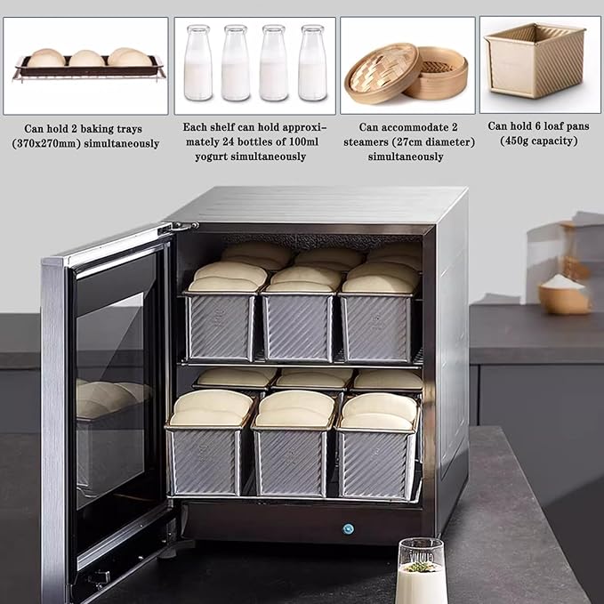 40L Electric Dough Proofer and Fermentation Cabinet - Stainless Steel Proofing Box with Digital Thermostat & Humidity Control for Artisan Bread, Pizza Dough, Pastry Making