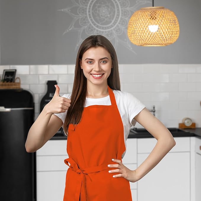 Aprons for Men - 100% Polyester Chef Apron Women with Extra Long Ties - Cooking Aprons for Women & Mens Apron