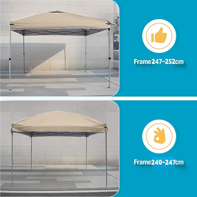 8x8 Canopy Replacement Top Cover with Air Vents for ez up Pop up Canopy Gazebo Tent with Adjustable Straps,Waterproof & Anti-UV for Outdoor Shade (Top Only,Frame Not Included) (Beige)