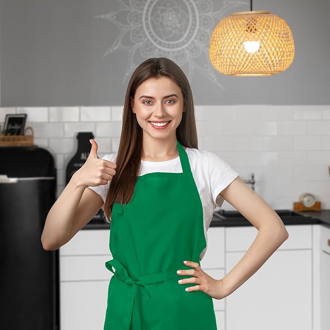 Aprons for Men - 100% Polyester Chef Apron Women with Extra Long Ties - Cooking Aprons for Women & Mens Apron