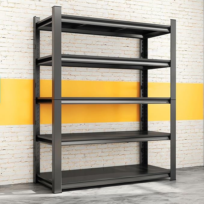 72" H X 45" W Metal Garage Shelving Unit, 3500LBS Storage Shelf, 5-Tier Adjustable Shelving Garage Shelves for Kitchen Warehouse Pantry Basement, Rust-Resistant, 16" D, Black