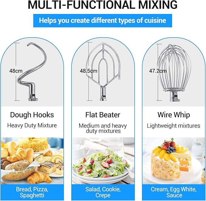 60Qt Commercial Food Mixer, 3500W Heavy Duty Dough Mixer 3-Speeds Adjustable,Electric Commercial Stand Mixer with Stainless Steel Bowl for Kitchenaid Bakery and Pizzeria,220V