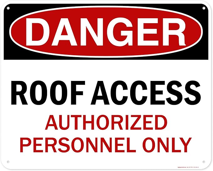 Danger Roof Access Authorized Personnel Only Sign, 24x30 Inches, 55 mil thick HDPE (high density polyethylene), Made in USA by My Sign Center
