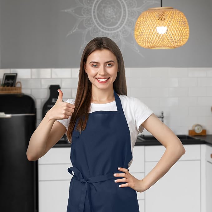 Aprons for Men - 100% Polyester Chef Apron Women with Extra Long Ties - Cooking Aprons for Women & Mens Apron