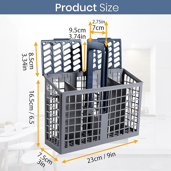 Dishwasher Cutlery Basket (9 x 3 x 10.3 inches) Fit For samsung DD82-01112A / ‎DD94-01013A / DD97-00250A Silverware Utensil Basket - Competible With Samsung, whirlpo-l, Bosch etc. Parts DD82-01384A