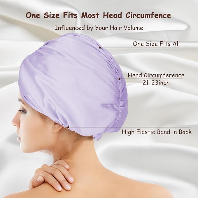 Adjustable Silk Satin Hair Bonnet for Sleeping Women, Double Layer, Hair Wrap Straight Curly Natural Hair Bonus a Scrunchie