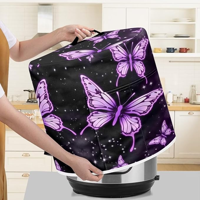 Flashideas Purple Butterfly Dust Cover Compatible with 6 qt Instant Pot and Extra Accessories, for Electric Pressure Cooker Rice Cooker and Air Fryer Insulated Protector Cover Keep Appliance Clean