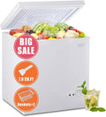 7.0 Cu.Ft Compact Chest Freezer with Removable Basket, Krib Bling Top Door Open Freestanding Deep Freezer with 7 Gears Temperature Adjustment, Ideal for Home, Kitchen & Office, White