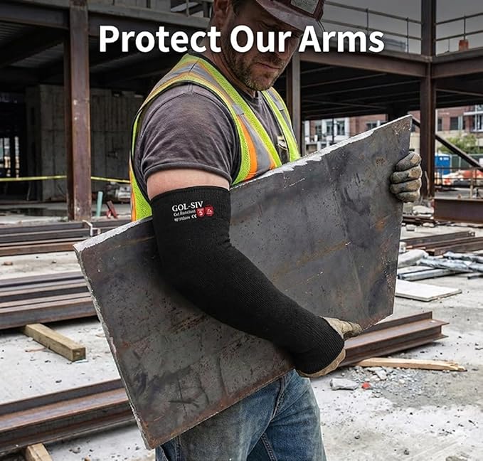 Arm Protectors For Thin Skin And Bruising, Cut Resistant Sleeves For Men Women, A5 Level Farmer Sleeve For Gardening (Black & Black, 17.7 In - 2pairs)