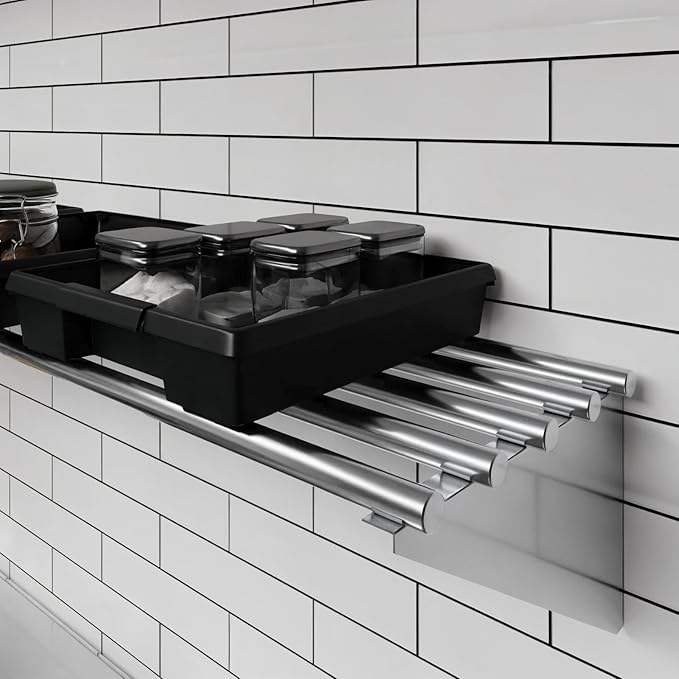 AmGood 14 in. x 48 in. NSF Stainless Steel Tubular Wall Shelf | Heavy-Duty Metal Shelving for Appliances & Equipment | Ideal for Kitchen, Restaurant, Garage, Laundry, Utility Room