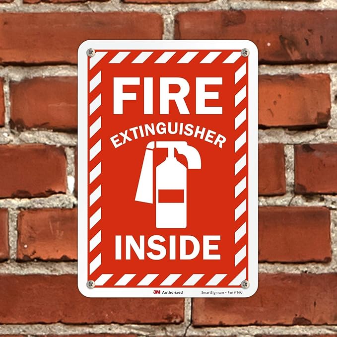 SmartSign - U1-1060-RD_7x10 "Fire Extinguisher Inside" Label | 7" x 10" 3M Reflective Laminated Vinyl 10" x 7" Reflective Vinyl Label