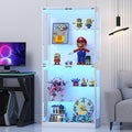 69-Inch Glass Display Cabinet - Adjustable Shelves Display Case, Curio Cabinet with RGB Lighting, for Game Room, Living Room, Bedroom, White