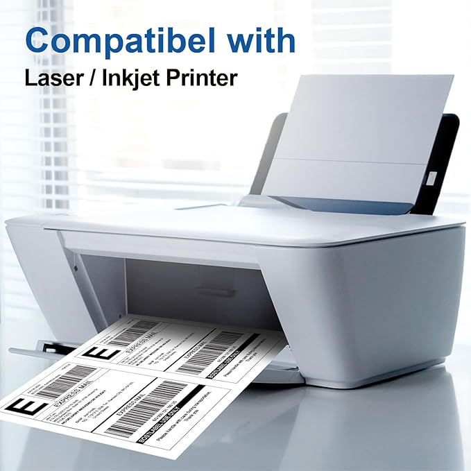 8.5"x5.5" Half Sheet Shipping Labels for Laser & Inkjet Printers, 250 Sheets 500 Pcs Half Page Labels, Self Adhesive Mailing Address Stickers