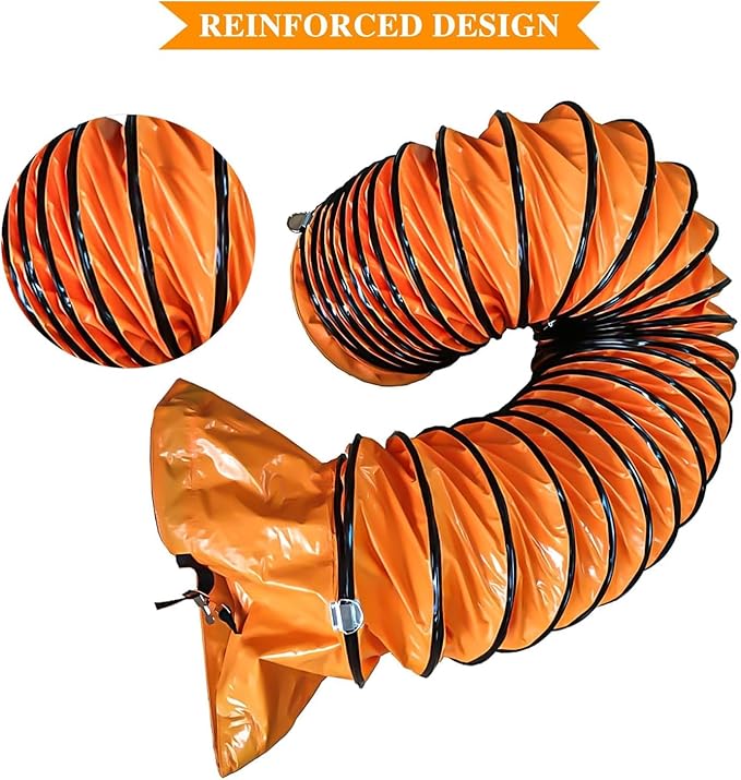 Upgrade 10"×25FT Flexible Duct Hose with Adjustable Rope and D-Ring Fits for Utility Ventilation Exhaust Fan