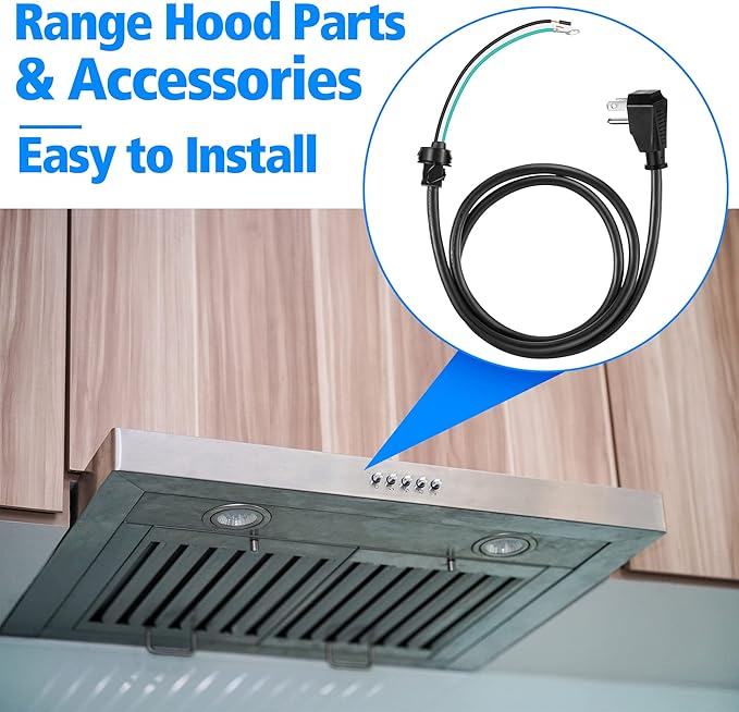 Dreyoo HCK44 Range Hood Power Cord Kit, Convert Your Range Hood to Plug in, Hardwire to Plug in Conversion Kit Replacement, Compatible with Broan, Nutone and Other Range Hood