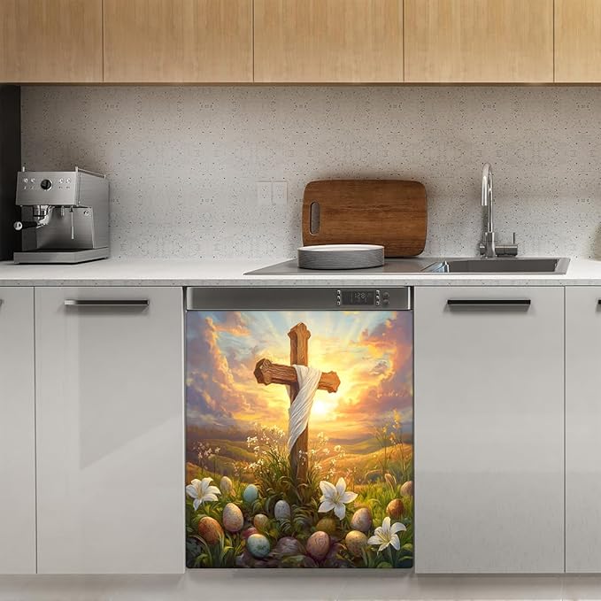 Easter Eggs Holiday Dishwasher Magnet Cover Magnetic Dishwasher Decorative Cover Front Dishwasher Door Covers Reuseable Dishwasher Covers Decal for Kitchen Home Decorative