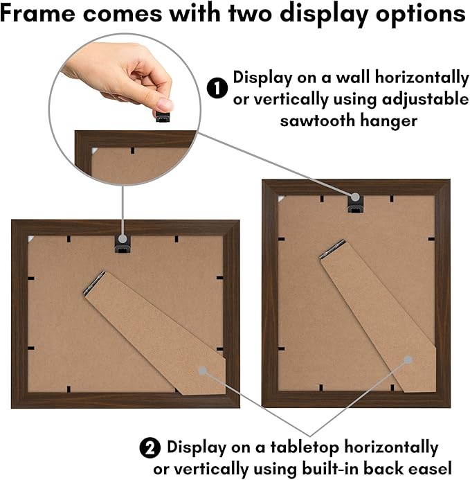 Americanflat 8x10 Picture Frame with Shatter-Resistant Glass - Use as 5x7 Frame with Mat or Display 8x10 Photo Without Mat - Signature Collection - Picture Frames for Tabletop and Wall - Walnut