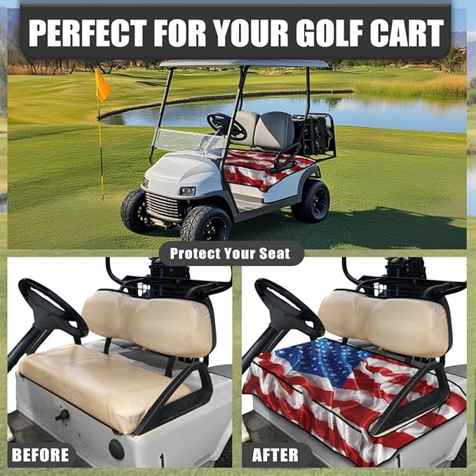 Golf Cart Seat Cover Cushion Featuring Universal Fit and Non-Slip Backing for Comfortable and Secure Outdoor Seating