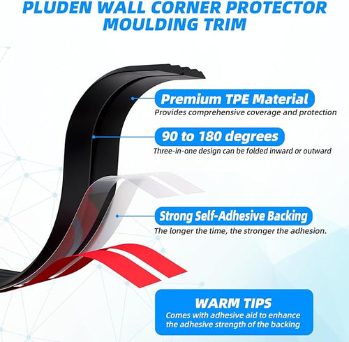 10FT Flexible Wall Corner Protector Moulding Trim, Peel and Stick Inside & Outside Wall Corner Guards Edge Protector,Self Adhesive Molding Trim Strip for Edge Ceiling