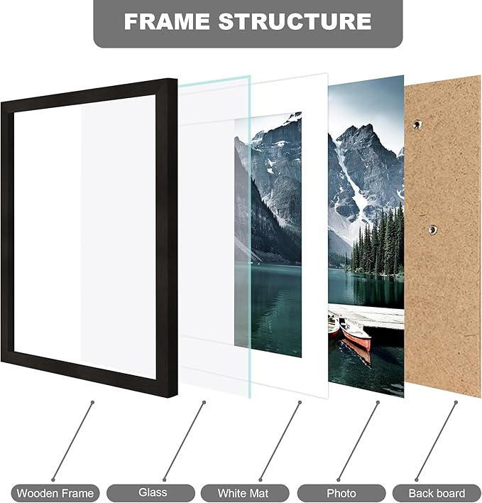 10x13 Picture Frames with Real Glass - Display 8.5x11 Diploma with Mat or 10 x 13 Photo without Mat, Wall or Table Top Display(Black, 3 Pack)
