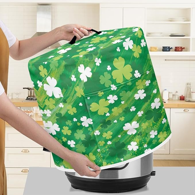 St. Patrick's Day Dust Cover for 6 Quart Dust Protection Easy Clean Pressure Cooker Cover Electric Appliance Kitchen Home Accessories, Green Leaf