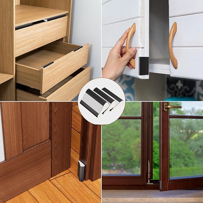 3Pcs×196" Wedge-Shape Foam Window Weather Stripping Door Seal Strip,Soundproofing Frame Insulation Tape for Exterior Front Door,Noise Cancelling Window Inserts,Door Gap Filler Light Blocker,Black