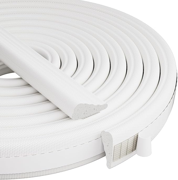 196” Wedge-Shape Foam Window Weather Stripping Door Seal Strip,Soundproofing Frame Winter Insulation Tape for Exterior Front Door,Noise Cancelling Window Inserts,Door Gap Filler Light Blocker,White
