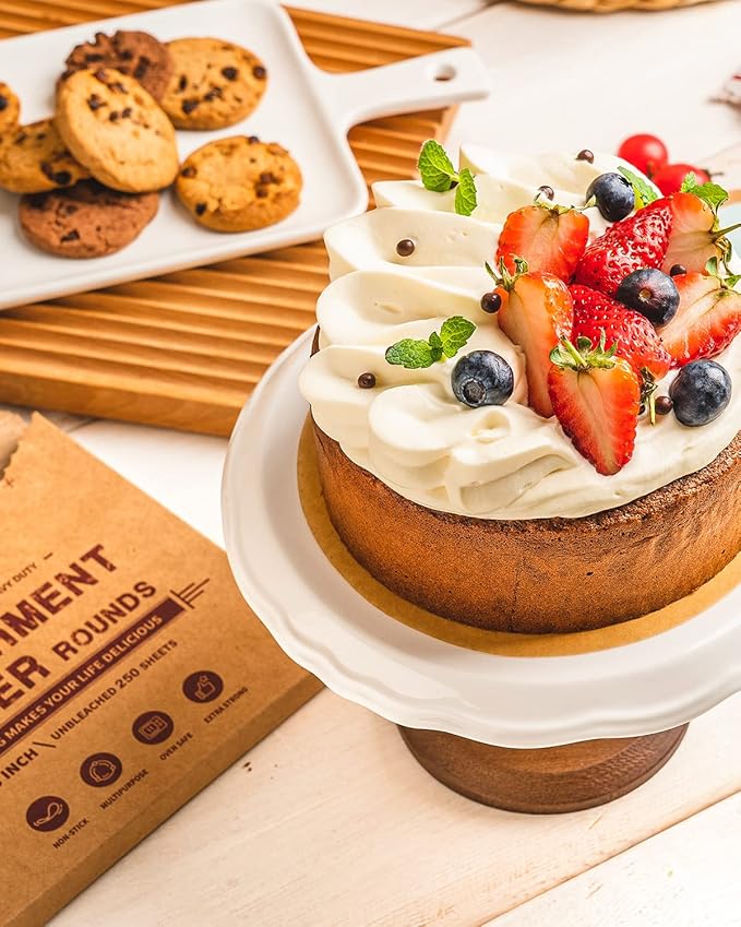 Baklicious 250Pcs 4 Inch Parchment Paper Rounds. Non Stick Round Parchment Paper, Baking Parchment Circles for Cake Baking, Patty Separating, Tortilla Wrapping