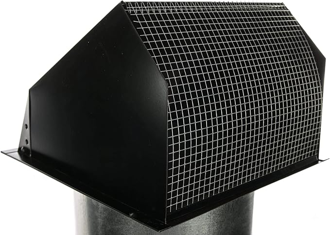 RDP Hooded Wall Vent with Screen and Damper (10 Inch, Black)