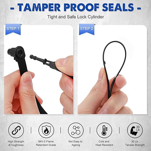 Roowest 1000 Pcs Plastic Truck Trailer Door Seals, Tamper Evident Security Tags, Numbered Safety Disposable Locks for Container Logistics Transport Package Shipping(Black)