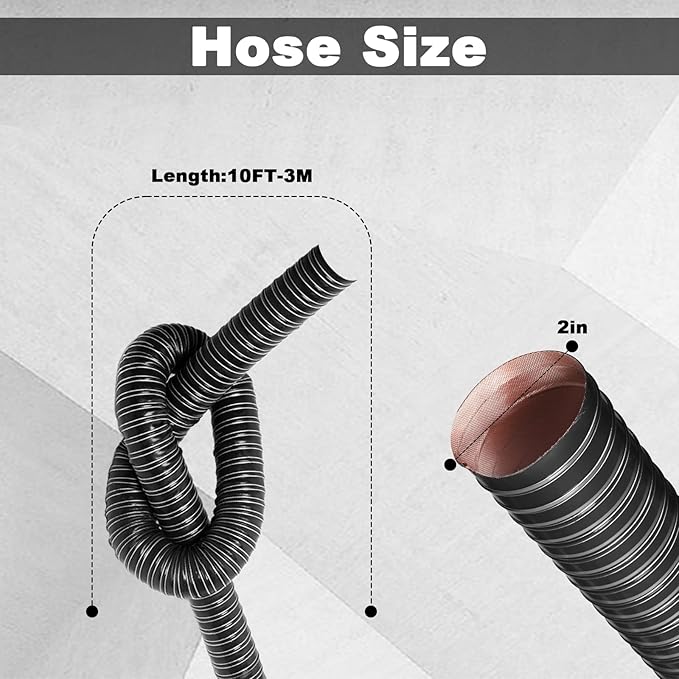 NOWBALL 2in Automotive Air Duct Hose, Length 3 Meter-10ft, 2" Silicone Flexible Cooling Ducting, 50mm High Heat Brake Exhaust Hose for Car, Garage, Dryer Air System Black