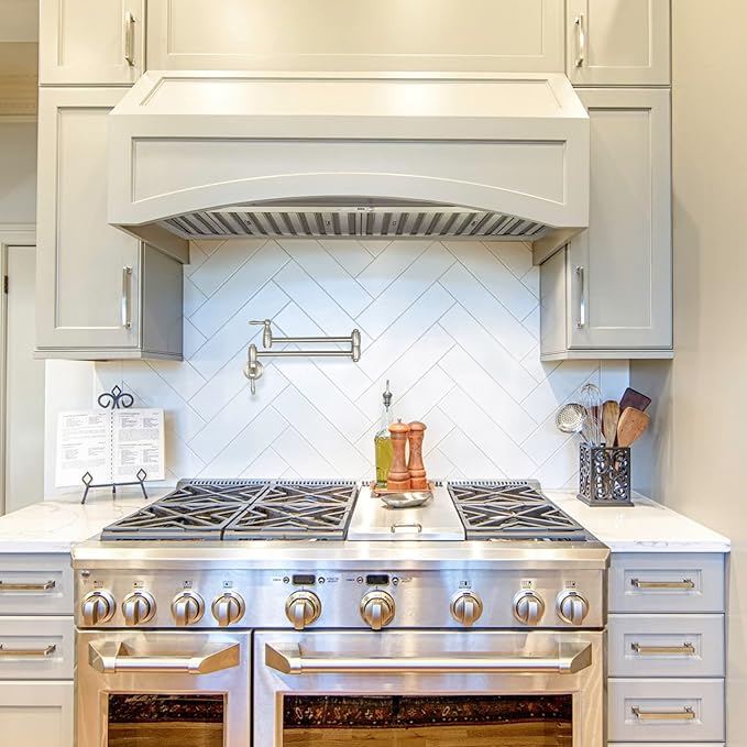 Akicon Range Hood Insert 36 Inch, Ultra Quiet, Powerful Suction Built-in Kitchen Vent Hood, Stainless Steel Ducted Stove Hood with Dimmable LED Lights, 4-Speed 600CFM