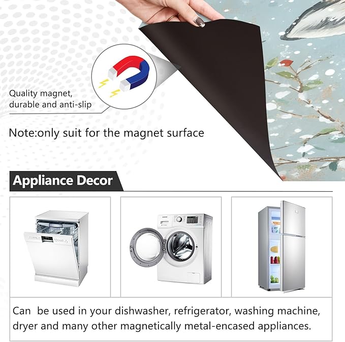 Fox Snow Dishwasher Magnet Cover Front Dishwasher Cover Magnetic Home Cabinet Decals Appliances Stickers Refrigerator Decor, 23x26in