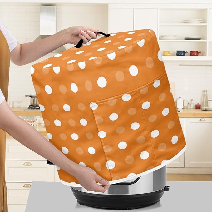 Dust Cover for 6 Quart Pressure Cooker Air Fryer Rice Cooker Small Appliance Covers, Washable Air Fryer Dust Cover for Kitchen Counter- Orange Polka Dot
