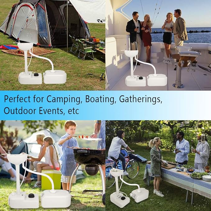 VINGLI Portable Hand Sink with 24L Recovery Tank, 5 Gal Self-contained Hand Wash Basin for Camping/RV/Garden/Outdoor Events/Gatherings, Lightweight & Detachable