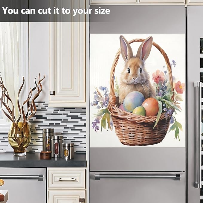 Dishwasher Magnet Cover, Easter Bunny Magnet Sticker Fridge Panel Decal for Home Kitchen Decor, 23x26 in