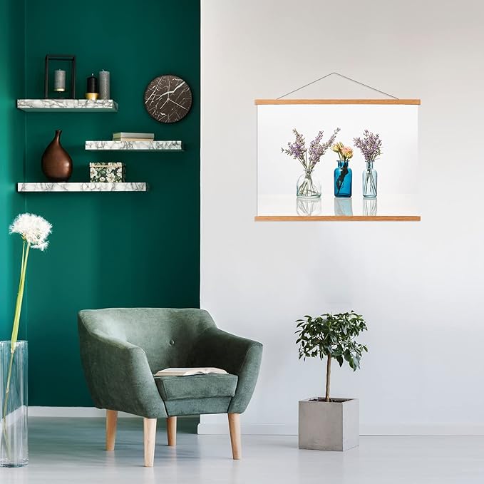 FALAMON Magnetic Poster Hanger Frame, 42x30 42x28 42x24 Teak Wood Magnet Poster Frame for Posters, Prints, Photos, Pictures, Maps, Scrolls, and Canvas Artwork
