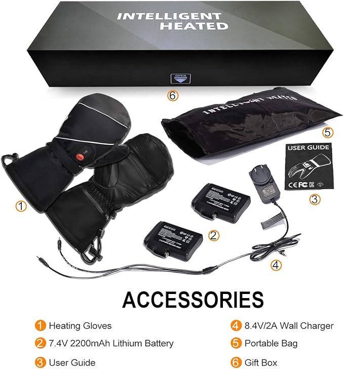 SAVIOR HEAT Heated Ski Mittens 3-Finger Gloves Electric Rechargeable Battery Mitts for Men Women Kids Winter Snowboard Motorcycle Skating Camping Hunting