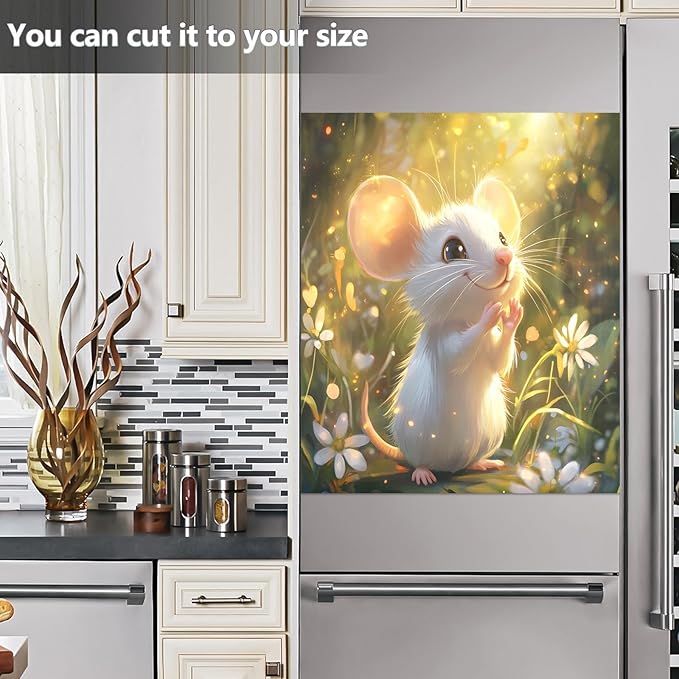 Dishwasher Magnet Cover, Cute Mouse Magnet Sticker Fridge Panel Decal for Home Kitchen Decor, 23x26in