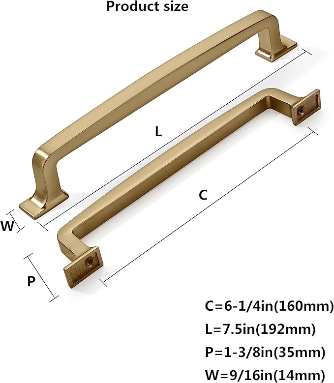 Khtumeware 20 Pack 6-1/4 Inch Cabinet Handles - Champagne Bronze Pulls, Warm Brass Drawer Pulls, Hardware for Kitchen Cabinets, Cupboards