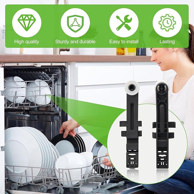 W10571738 Dishwasher Upper Dishrack Adjuster and Wheel Assembly Replacement for Whirlpool Maytag Dishwasher PS11756470, WPW10571738,AP6023130, 3449627 (2pack)