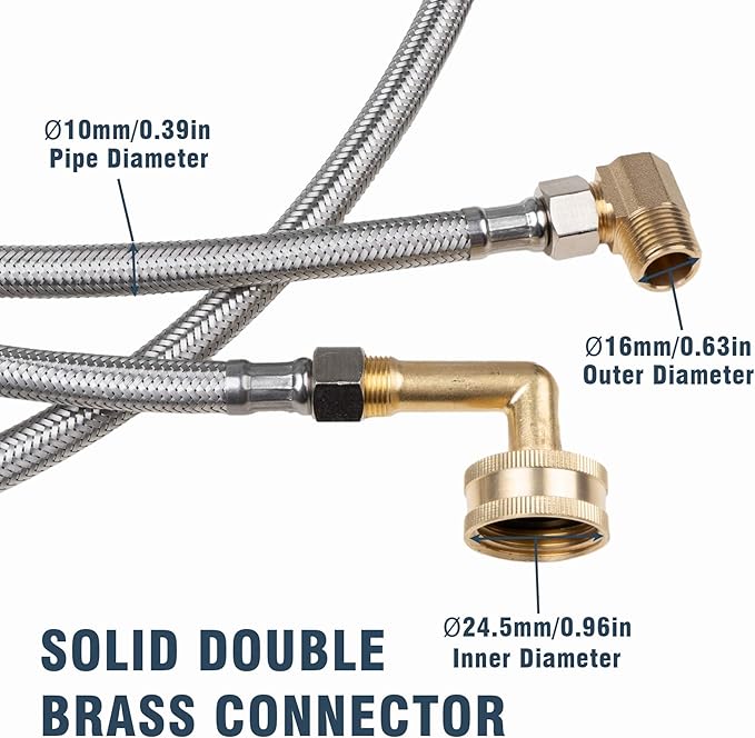 Universal Dishwasher Installation Kit, 10 FT Dishwasher Supply Line, 3/8 Inch Compression x 3/4 Inch FHT Elbow, Stainless Steel Braided Dishwasher Installation Connector, 41015 (10 FT)