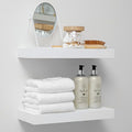 Homeforia White Floating Shelves 16 inch, High End Solid Real Wood 16inch Bathroom Floating Shelf for Wall Mounted, White Wooden 16 Floating Shelves, Heavy Duty Bracket, 16 X 6.5 X 1.75 inch, Set of 3