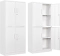 Metal Storage Cabinet with 3 Adjustable Shelves,Garage Storage Cabinet with Lock,White Metal Cabinets with Locking Doors,71" 4 Door Pantry Cabinet,Lockable Cabinets for Home,Office,Garage,Kitchen